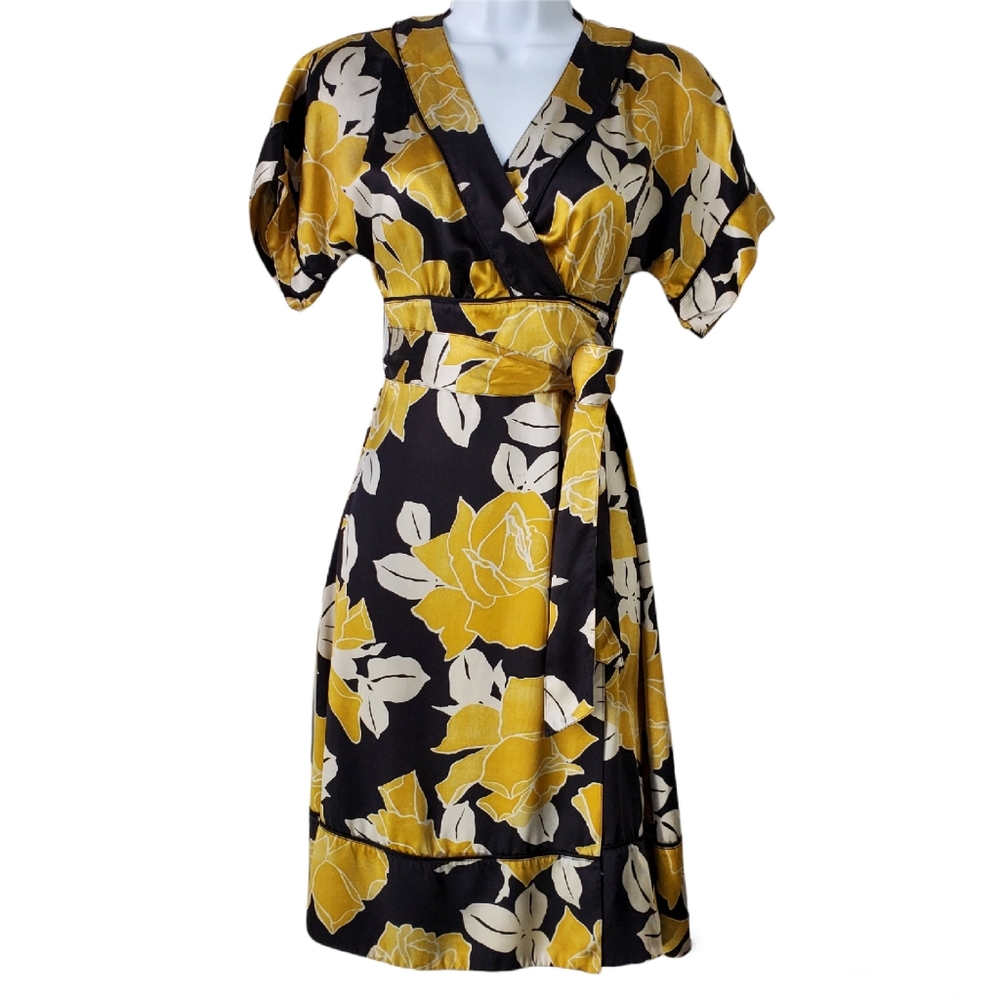 Banana Republic Floral Wrap Dress Silk Size 0 Midi